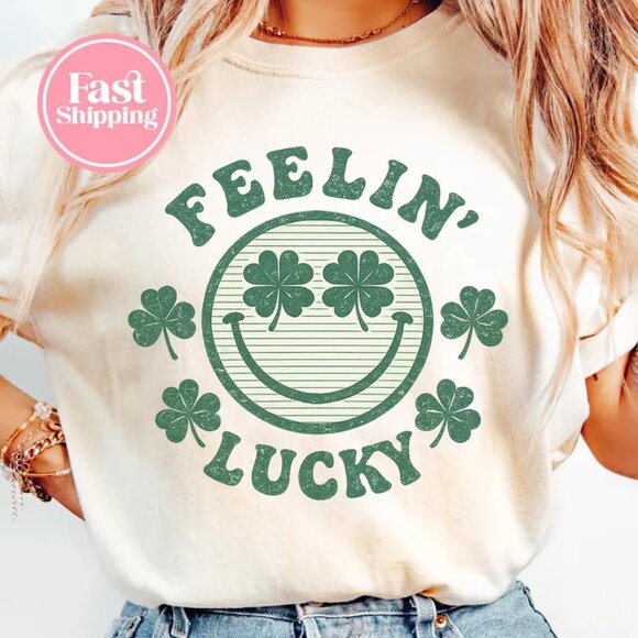 Tops - Feeling Lucky Shirt, Graphic St Patricks Day Shirt, Lucky Gift